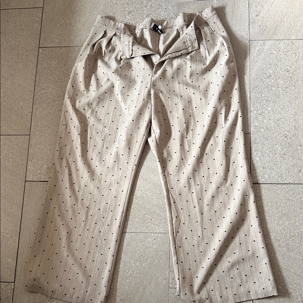 Fashion Nova Beige Polka Dot Heart Pants